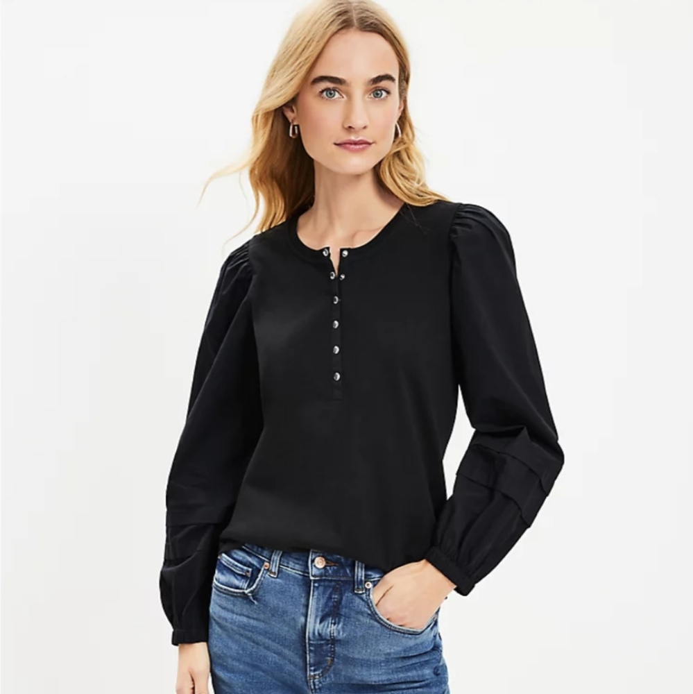 NWT Mixed Media Henley Top